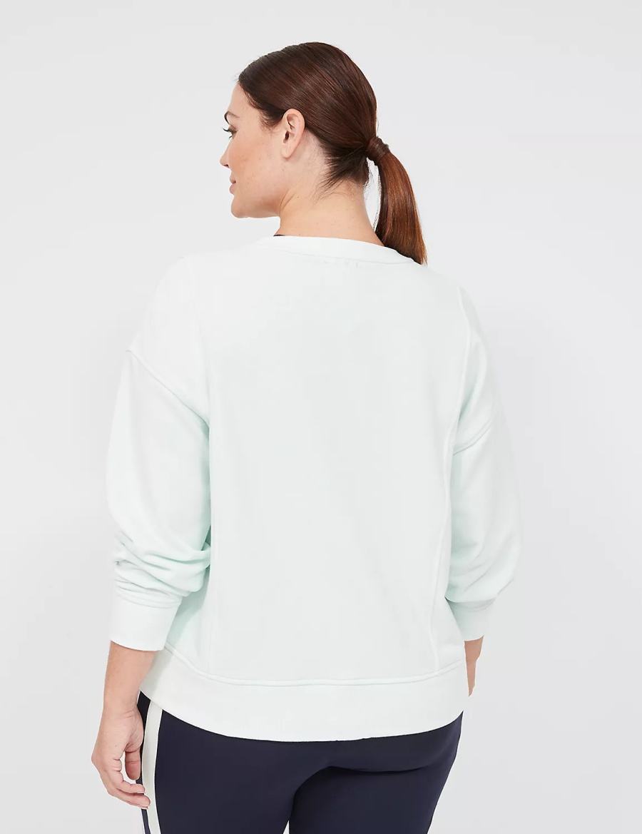 Lane Bryant LIVI Crew-Neck French Terry Washed Women Sweatshirts Light Green | BFI716UR