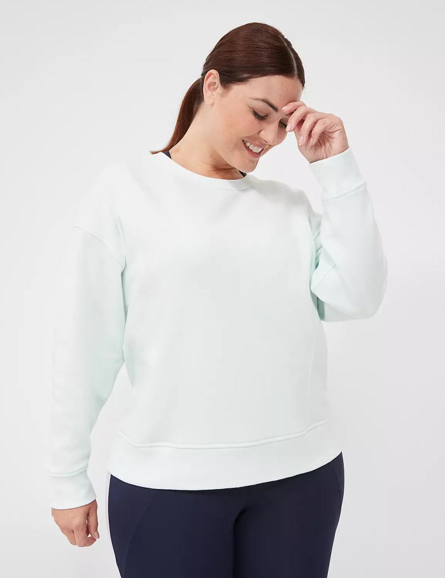 Lane Bryant LIVI Crew-Neck French Terry Washed Women Sweatshirts Light Green | BFI716UR