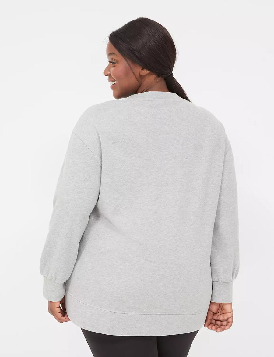 Lane Bryant LIVI Crew-Neck French Terry Women Sweatshirts Grey | PFI2418RW