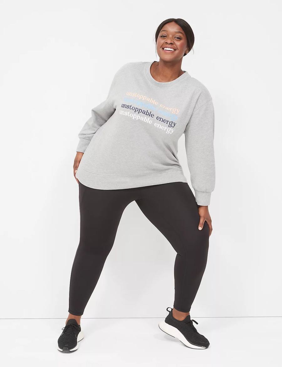 Lane Bryant LIVI Crew-Neck French Terry Women Sweatshirts Grey | PFI2418RW