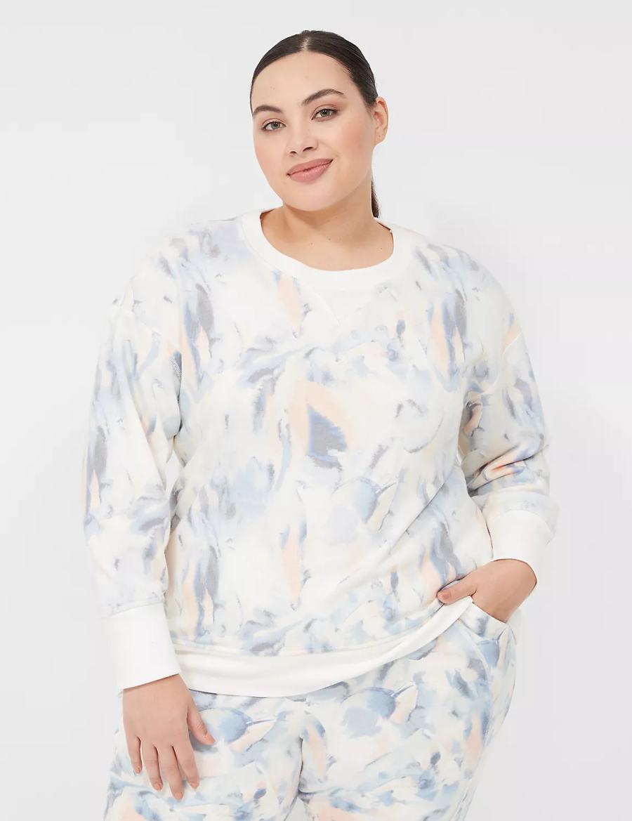 Lane Bryant LIVI Crew-Neck French Terry Women Sweatshirts Blue | VPA9549RY