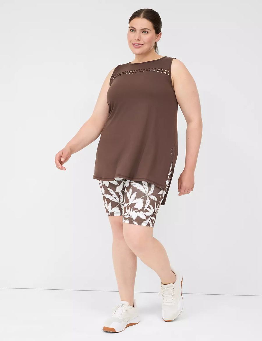 Lane Bryant LIVI Crew-Neck Macrame Women Tank Top Dark Brown | GUZ7562NL