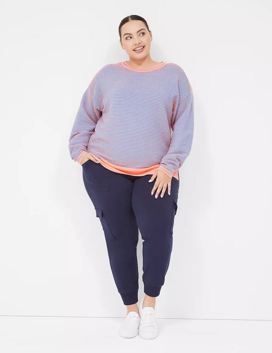 Lane Bryant LIVI Crew-Neck Ottoman Women Sweaters Coral | XTT6515NZ