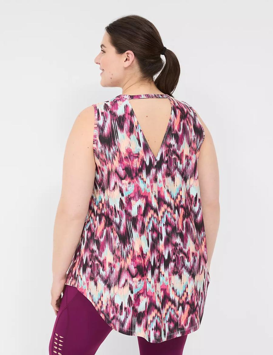 Lane Bryant LIVI Crew-Neck V-Back Recycled LIVI Soft Women Tank Top Red Multicolor | LZV8997NI