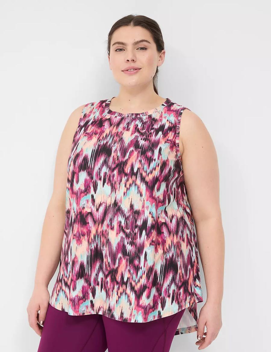 Lane Bryant LIVI Crew-Neck V-Back Recycled LIVI Soft Women Tank Top Red Multicolor | LZV8997NI