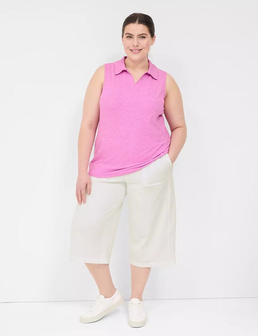 Lane Bryant LIVI French Terry Relaxed Straight Capri Women Pants White | MVM5963ON