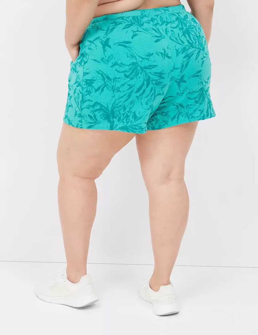 Lane Bryant LIVI French Terry Women Shorts Turquoise | QYL4580PU