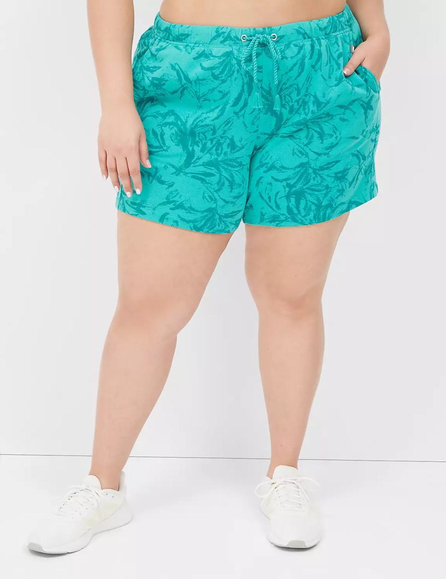 Lane Bryant LIVI French Terry Women Shorts Turquoise | QYL4580PU