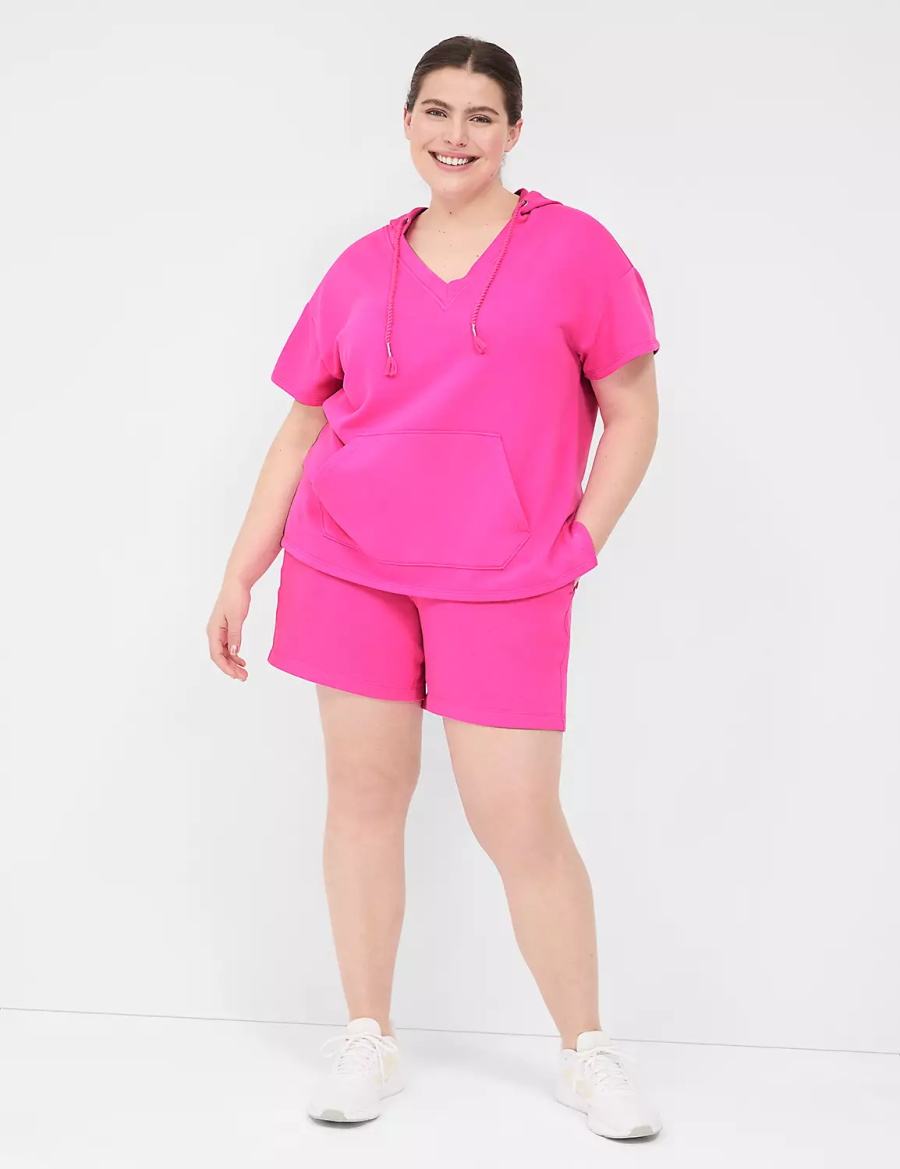 Lane Bryant LIVI French Terry Women Shorts Pink | JUN3167GU