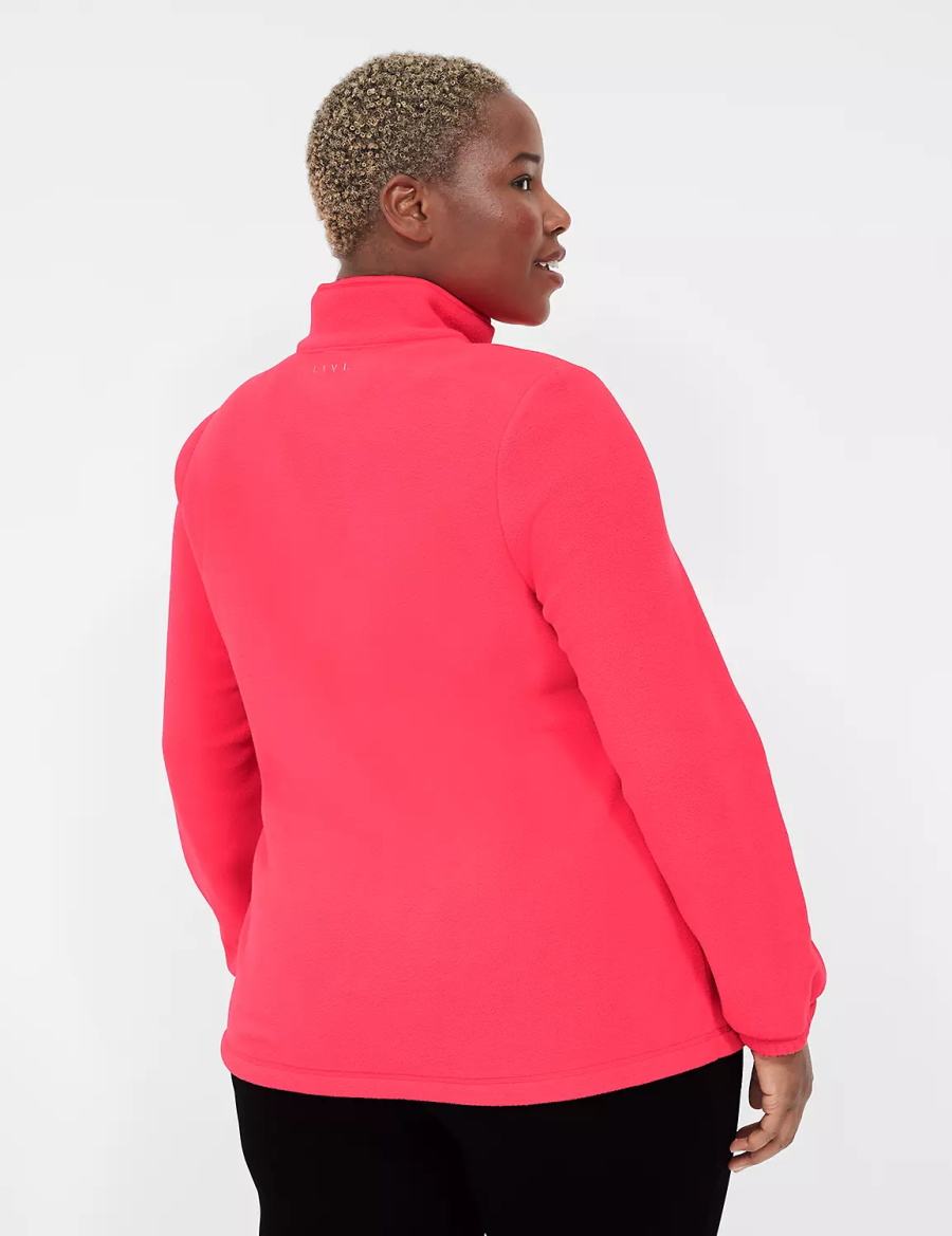 Lane Bryant LIVI Half-Zip Polar Fleece Pullover Women Pullover Pink | QKO6475QJ