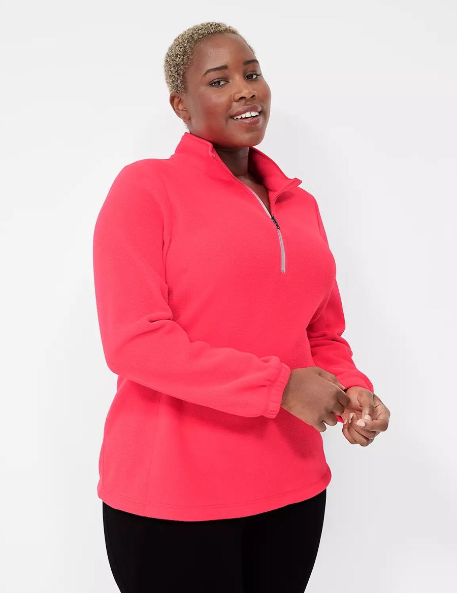 Lane Bryant LIVI Half-Zip Polar Fleece Pullover Women Pullover Pink | QKO6475QJ