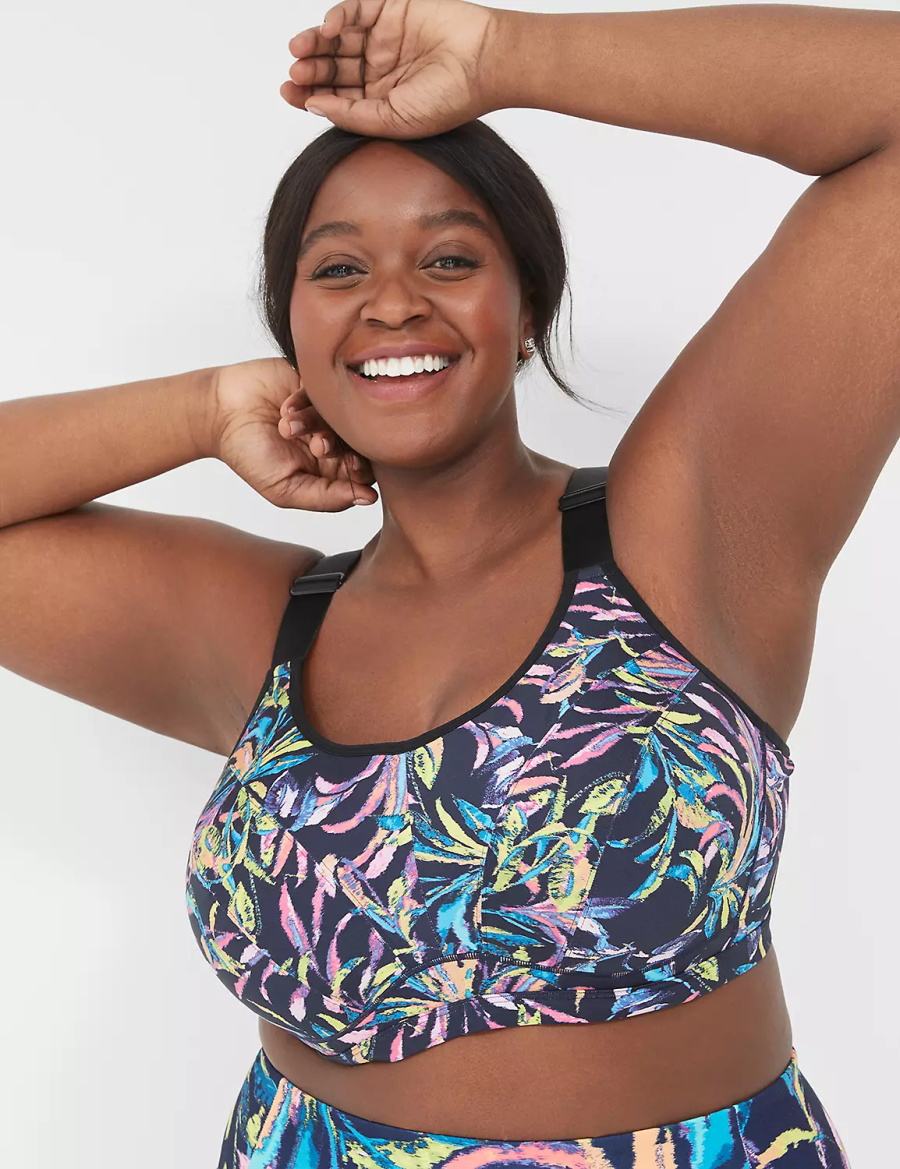 Lane Bryant LIVI High-Impact Wicking Underwire Women Sports Bra Navy Multicolor | LAU5167IH