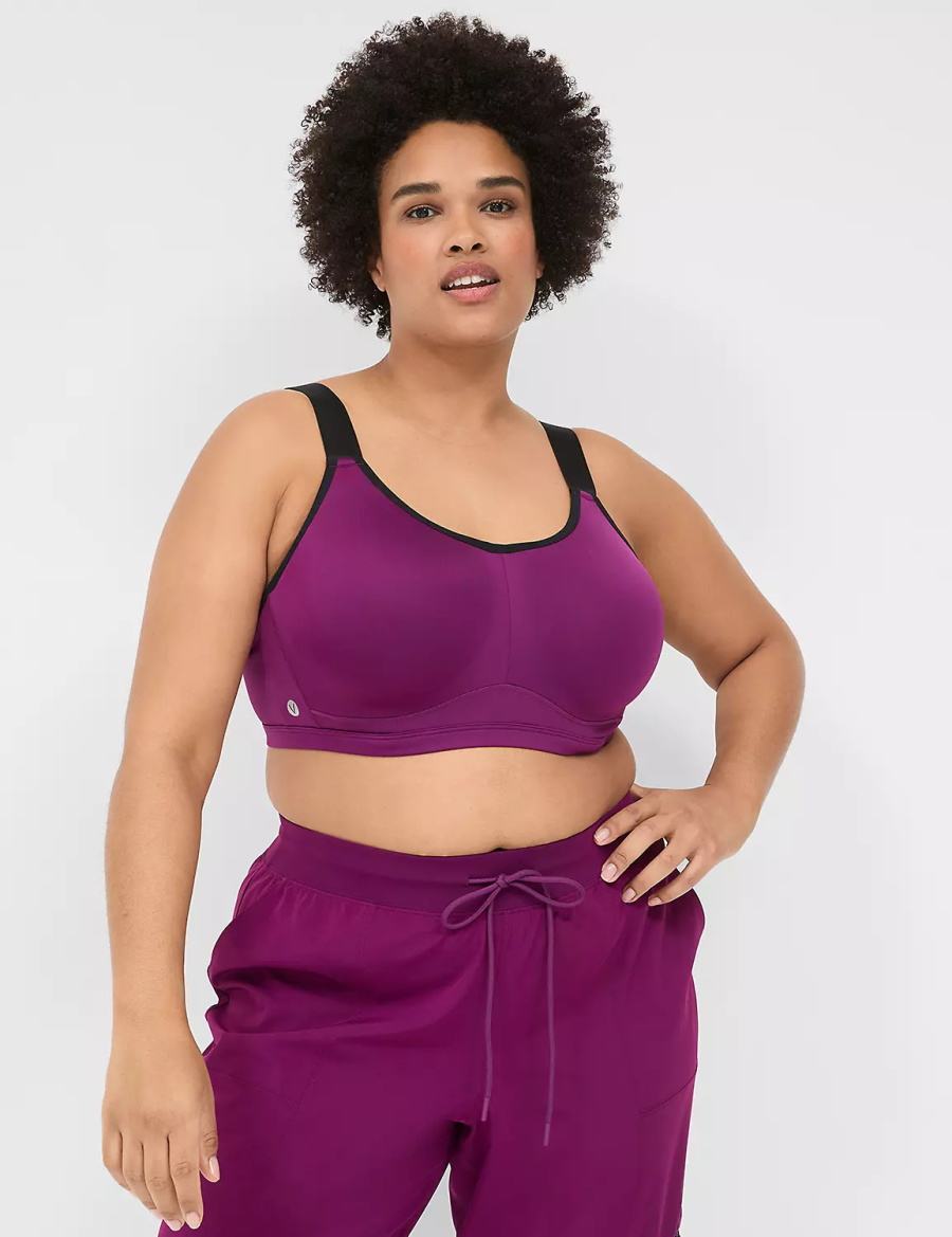 Lane Bryant LIVI High-Impact Wicking Underwire Women Sports Bra Dark Purple | TOR1589EG