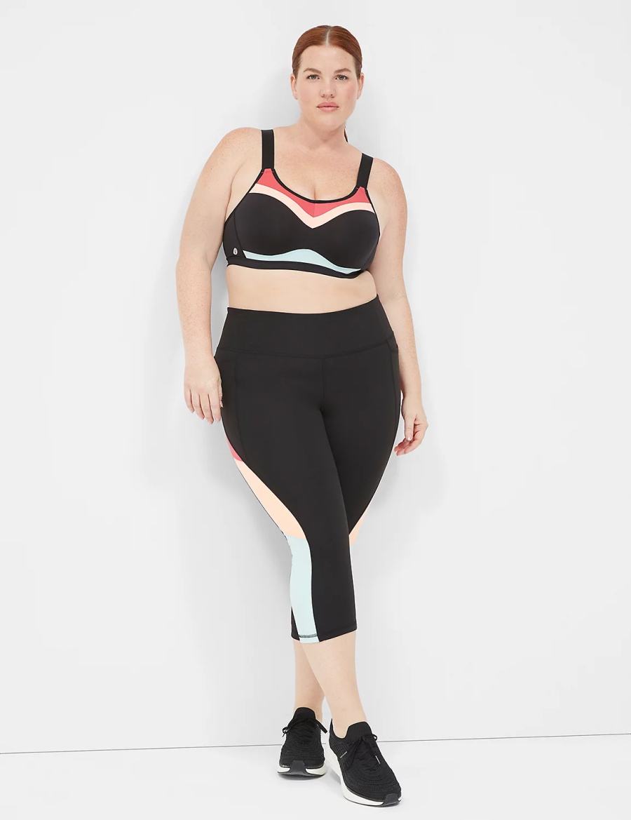 Lane Bryant LIVI High-Impact Wicking Underwire Women Sports Bra Black | PBT275NQ