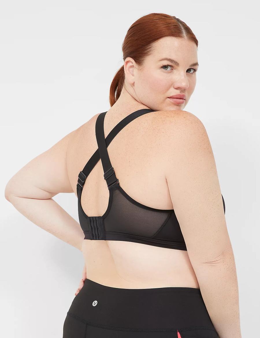 Lane Bryant LIVI High-Impact Wicking Underwire Women Sports Bra Black | PBT275NQ