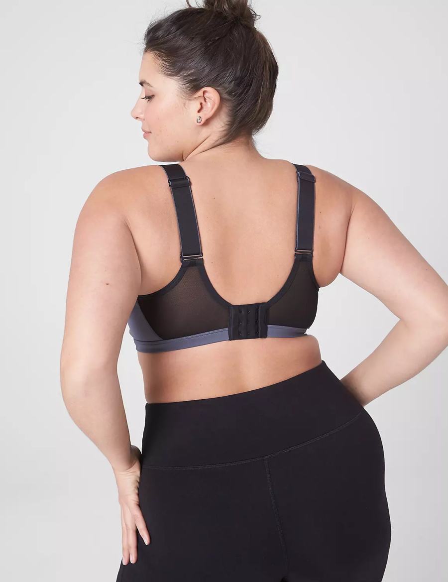 Lane Bryant LIVI High-Impact Wicking Underwire Women Sports Bra Grey Black | CSY214QB