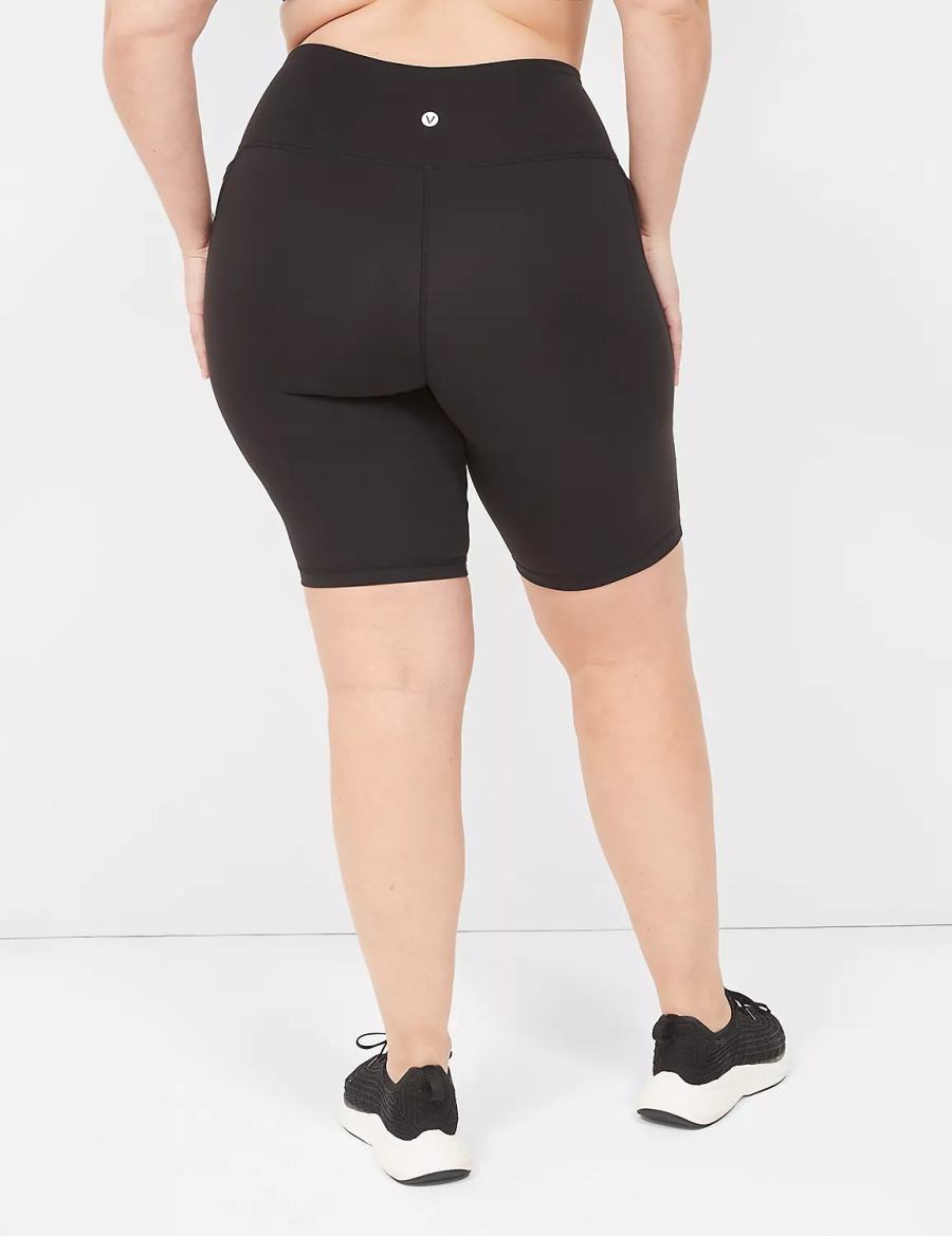 Lane Bryant LIVI High-Rise Recycled LIVI Soft Knee Women Shorts Black | EZX4437RP