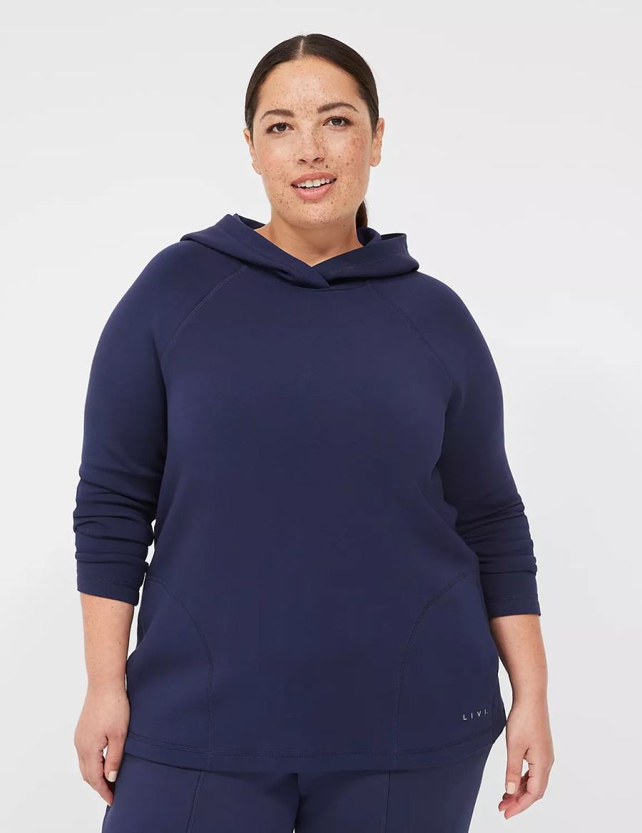 Lane Bryant LIVI Hooded Journey Pullover Women Pullover Navy | CDK3259EY