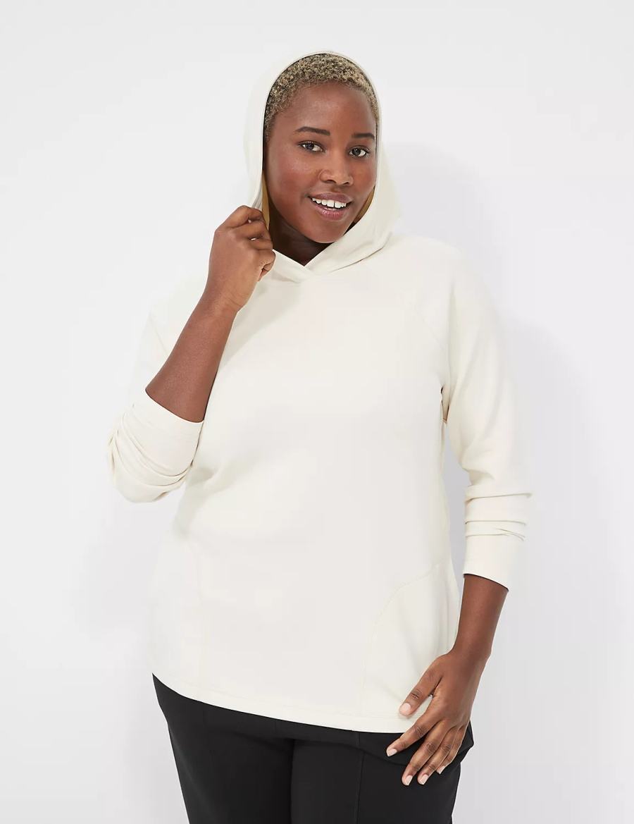 Lane Bryant LIVI Hooded Journey Pullover Women Pullover White | CYQ2113VU