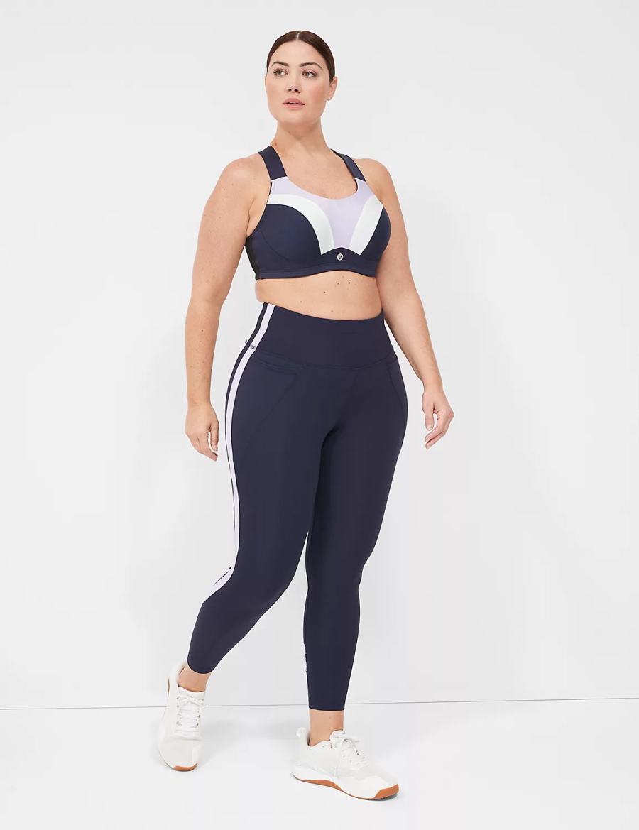 Lane Bryant LIVI Max Support Wicking Underwire Women Sports Bra Navy | MYX4140YQ