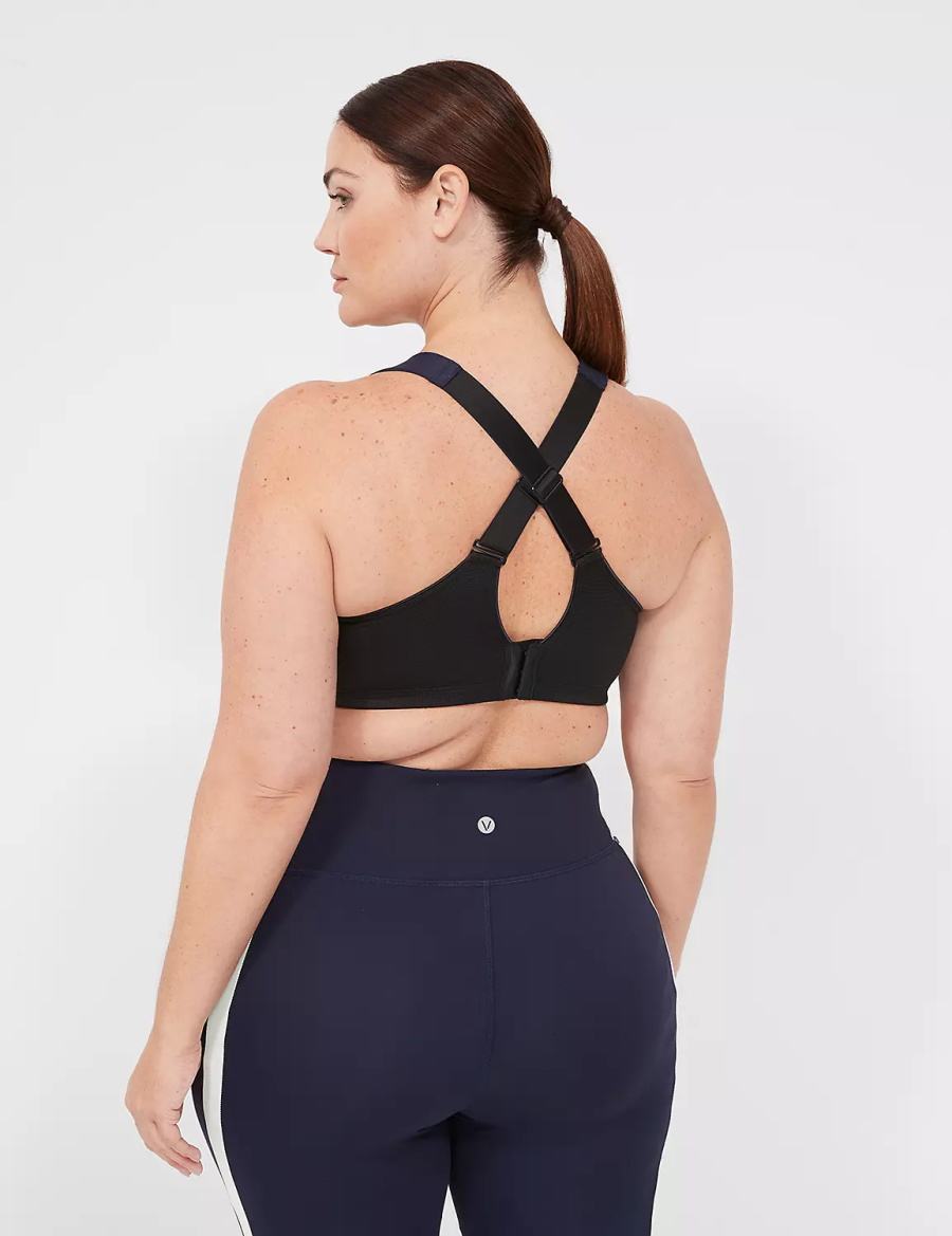 Lane Bryant LIVI Max Support Wicking Underwire Women Sports Bra Navy | MYX4140YQ