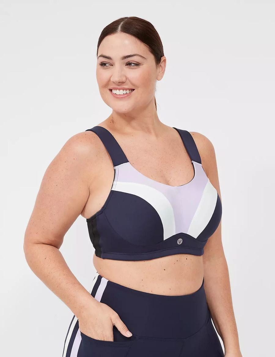 Lane Bryant LIVI Max Support Wicking Underwire Women Sports Bra Navy | MYX4140YQ