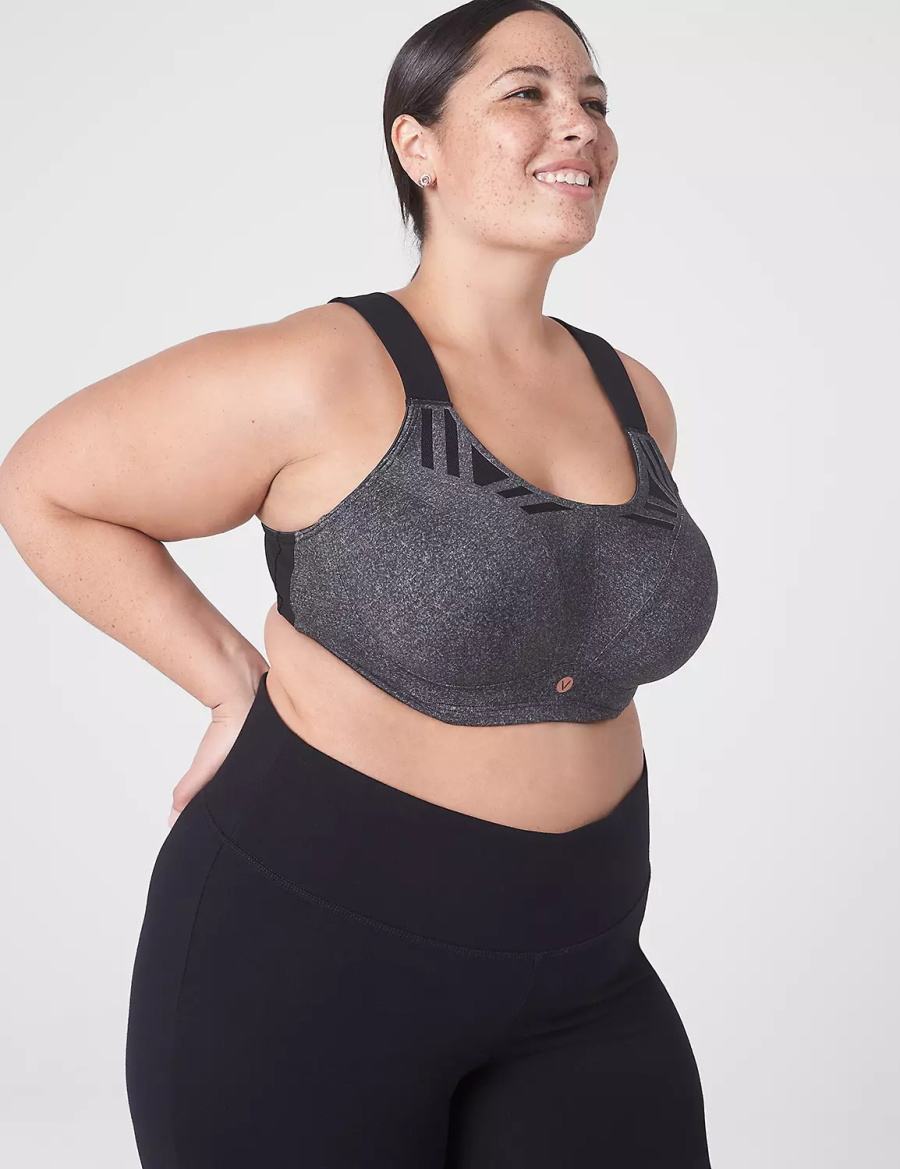 Lane Bryant LIVI Max Support Wicking Underwire Women Sports Bra Grey | MTP619NY