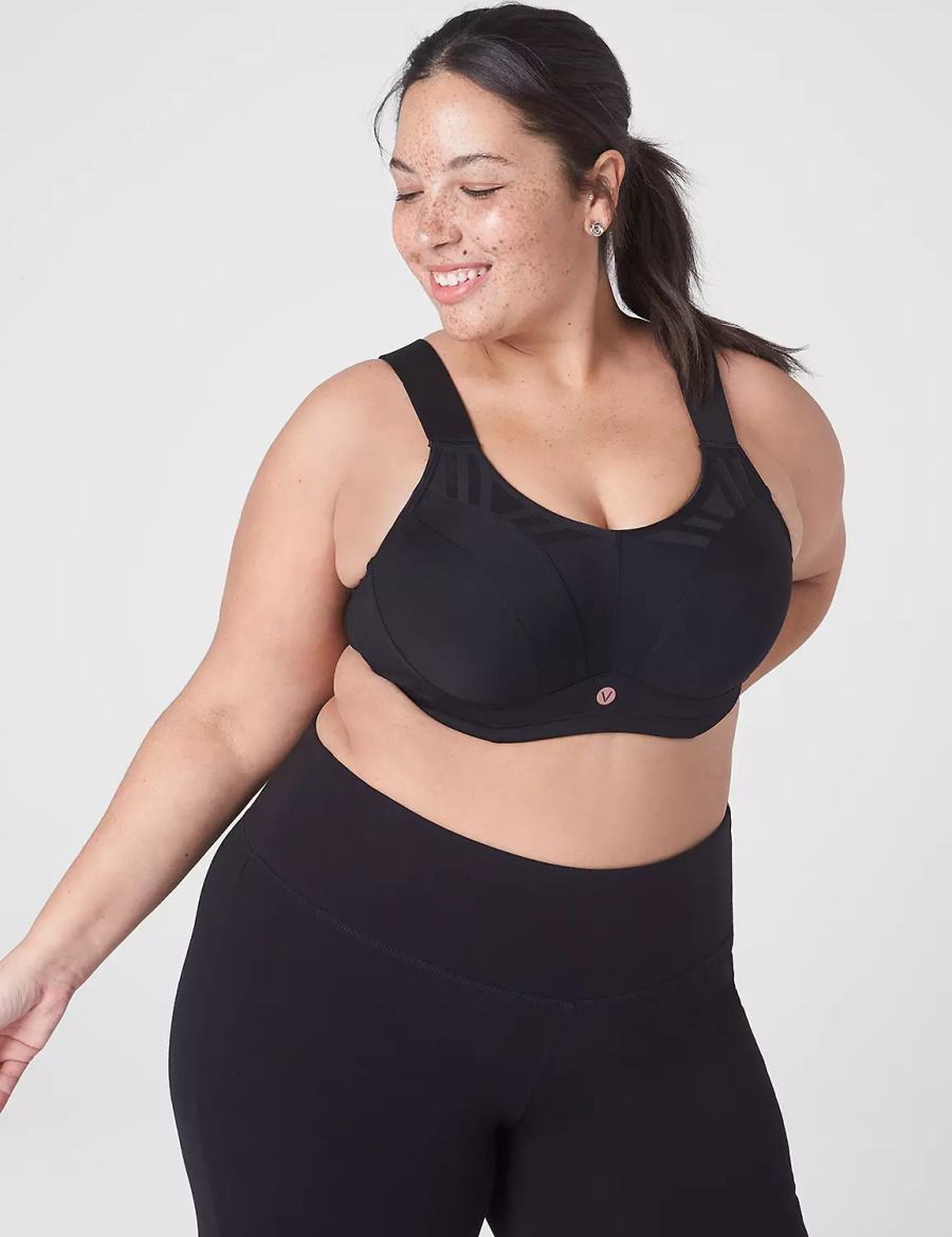 Lane Bryant LIVI Max Support Wicking Underwire Women Sports Bra Black | JGW1967FA