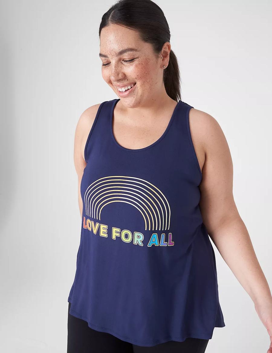 Lane Bryant LIVI Pride Cut-Out Back Women Tank Top Blue | QAW2193YB