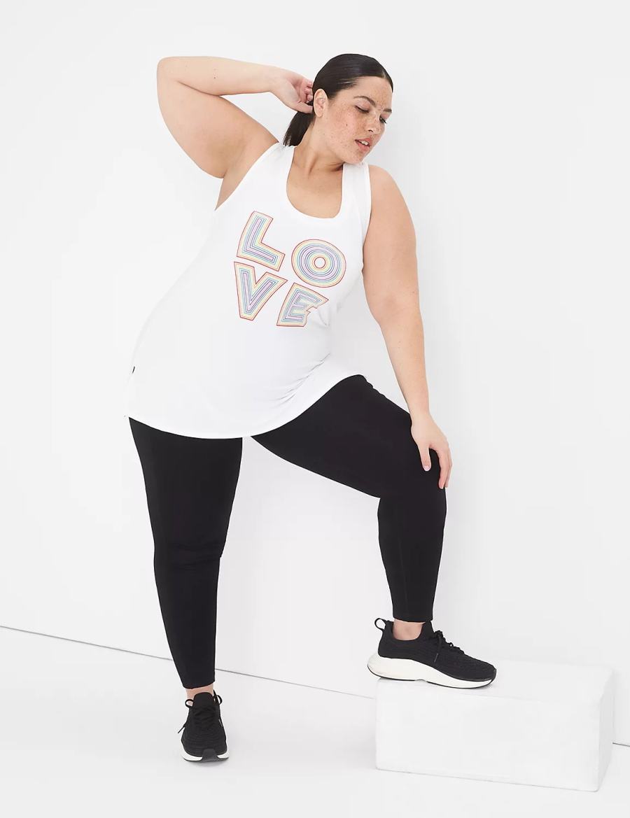 Lane Bryant LIVI Pride Racerback Women Tank Top White | VZP7152DJ