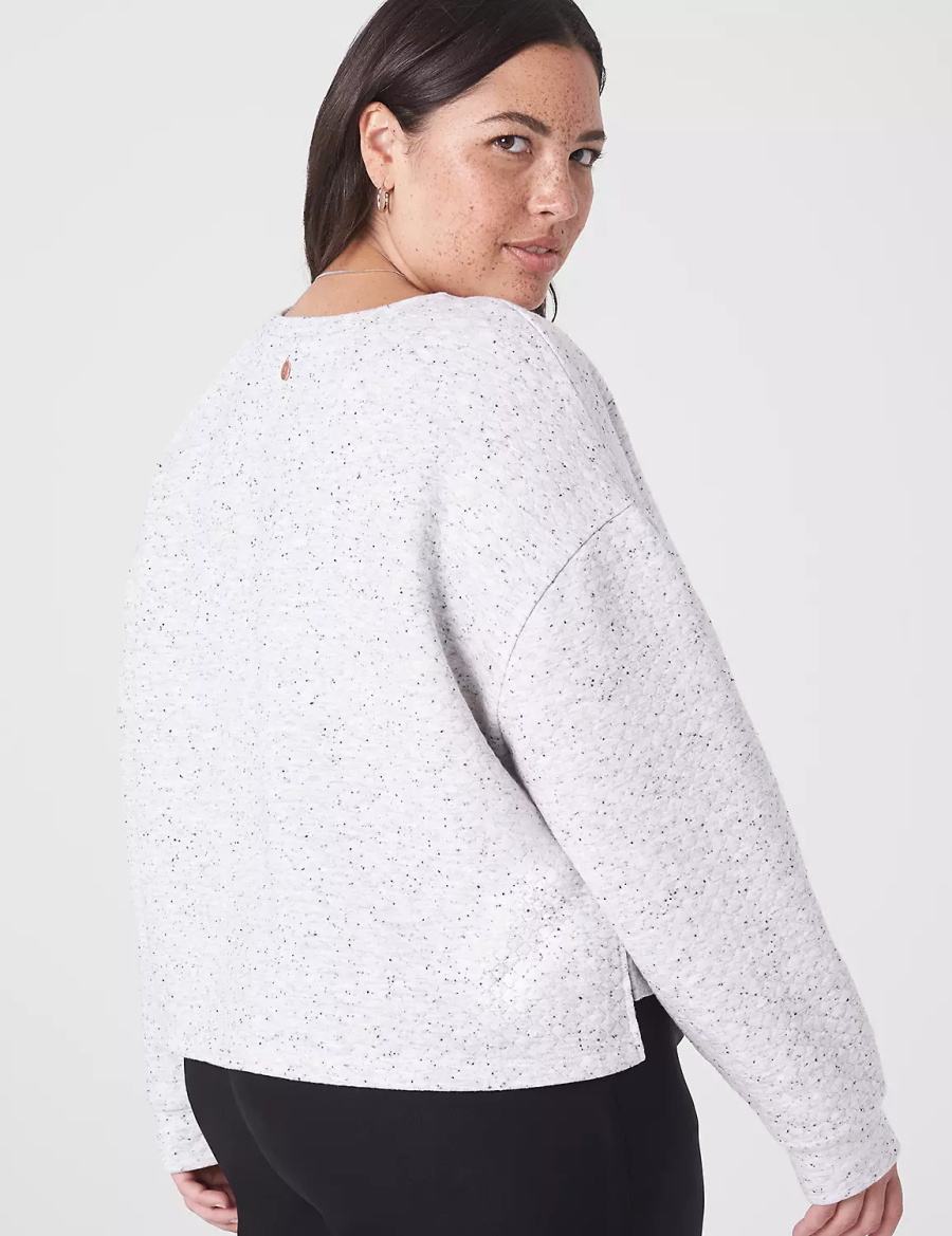 Lane Bryant LIVI Quilted Cropped Women Sweatshirts White Rose | BPF661XO