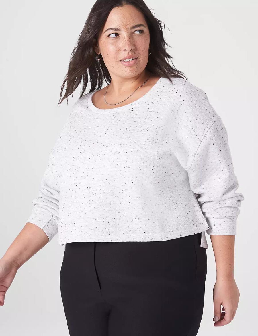 Lane Bryant LIVI Quilted Cropped Women Sweatshirts White Rose | BPF661XO