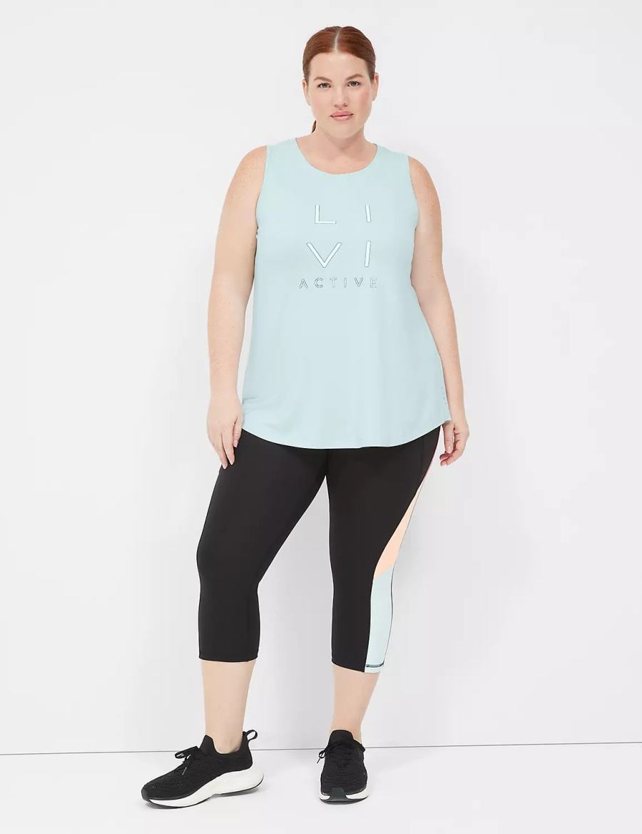 Lane Bryant LIVI Recycled LIVI Soft Logo Graphic Women Tank Top Light Green | QXU8092RG