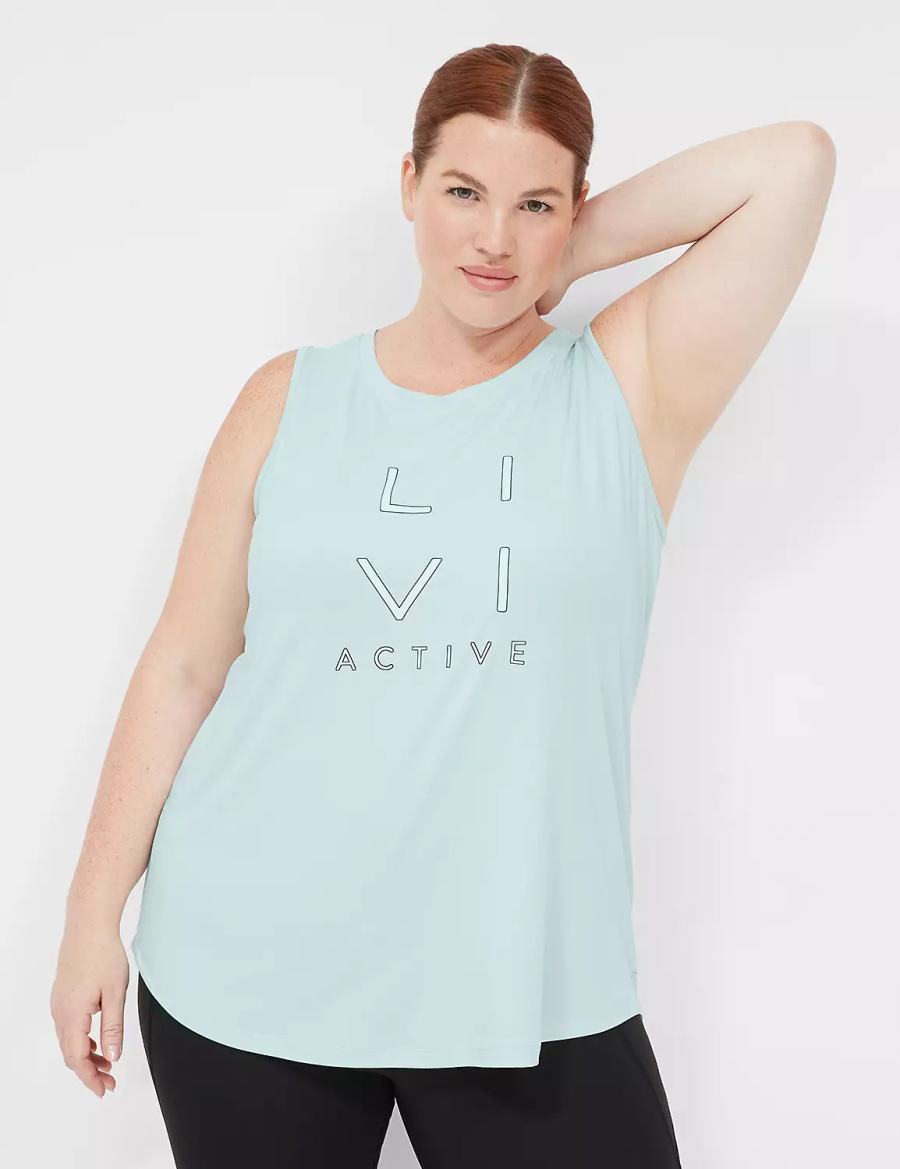 Lane Bryant LIVI Recycled LIVI Soft Logo Graphic Women Tank Top Light Green | QXU8092RG