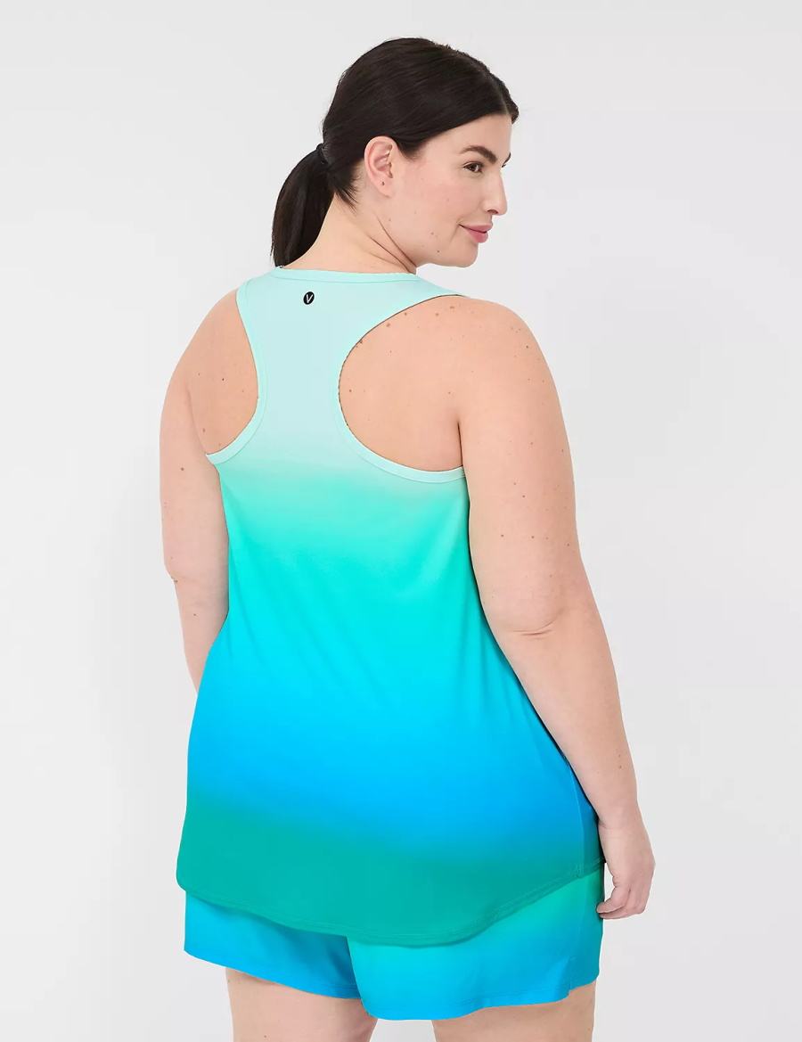 Lane Bryant LIVI Scoop-Neck Wicking Racerback Women Tank Top Green | XKJ4548YU