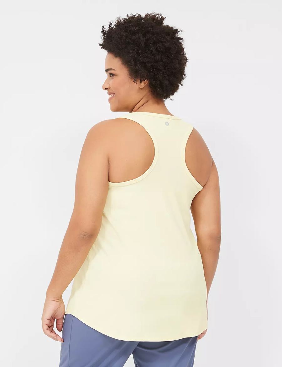 Lane Bryant LIVI Scoop-Neck Wicking Rib Racerback Women Tank Top Yellow | GQJ10019EG