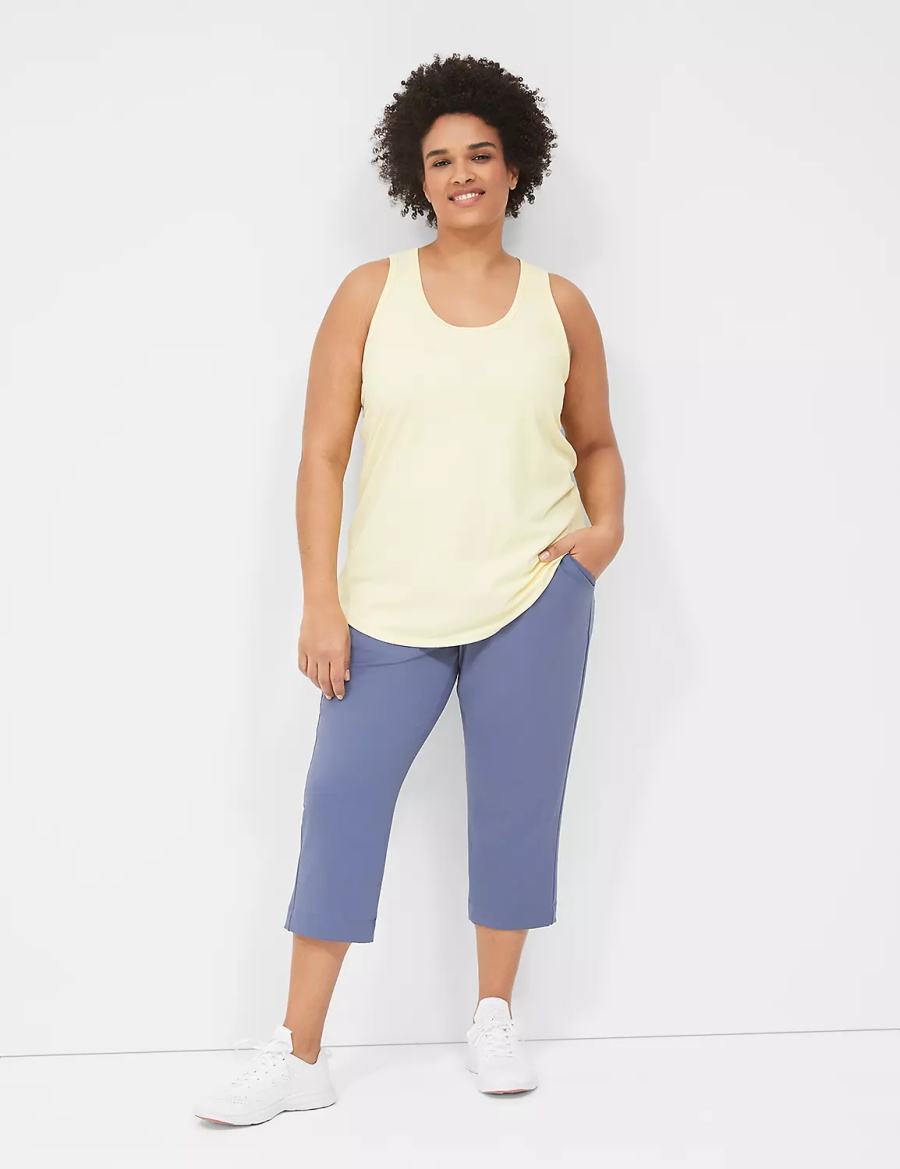 Lane Bryant LIVI Scoop-Neck Wicking Rib Racerback Women Tank Top Yellow | GQJ10019EG