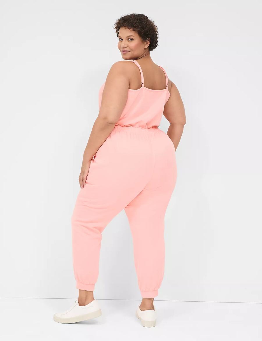 Lane Bryant LIVI Sleeveless French Terry Women Jumpsuit Pink | IPR3665IX