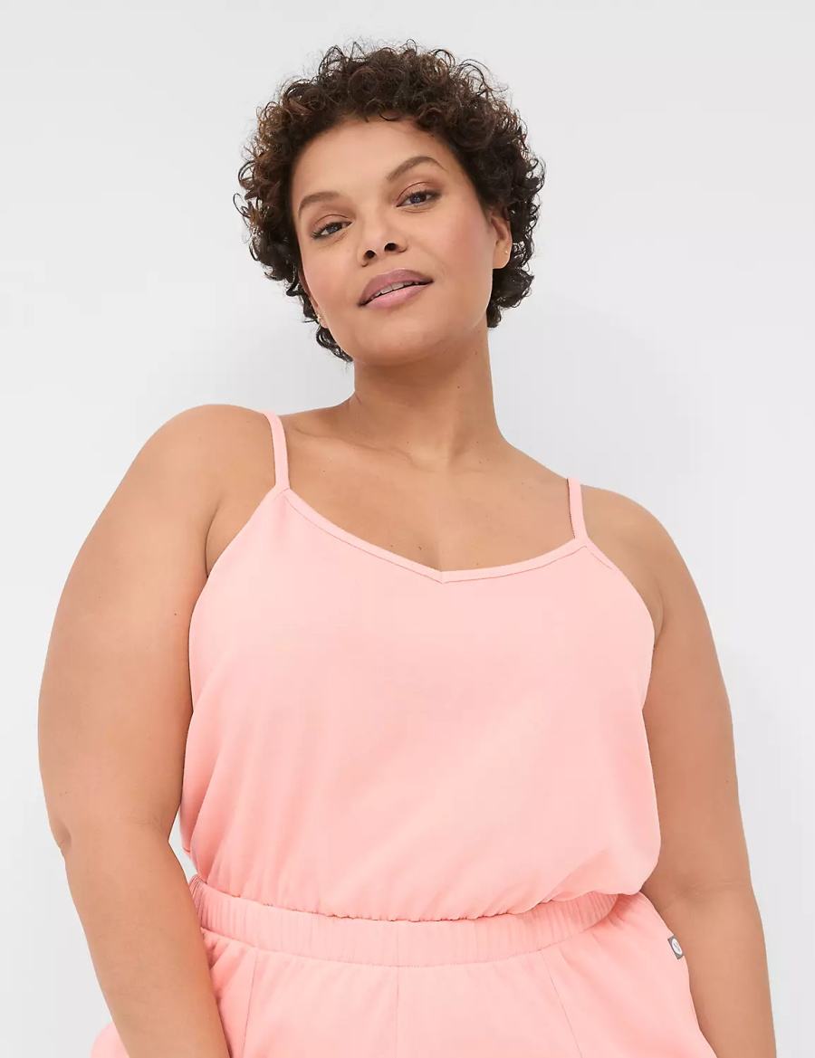 Lane Bryant LIVI Sleeveless French Terry Women Jumpsuit Pink | IPR3665IX