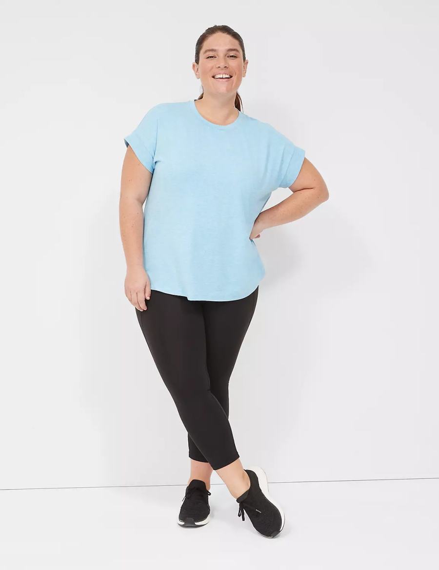 Lane Bryant LIVI Soft Crew-Neck Recycled Tee Women T Shirts Blue | ICZ562VK