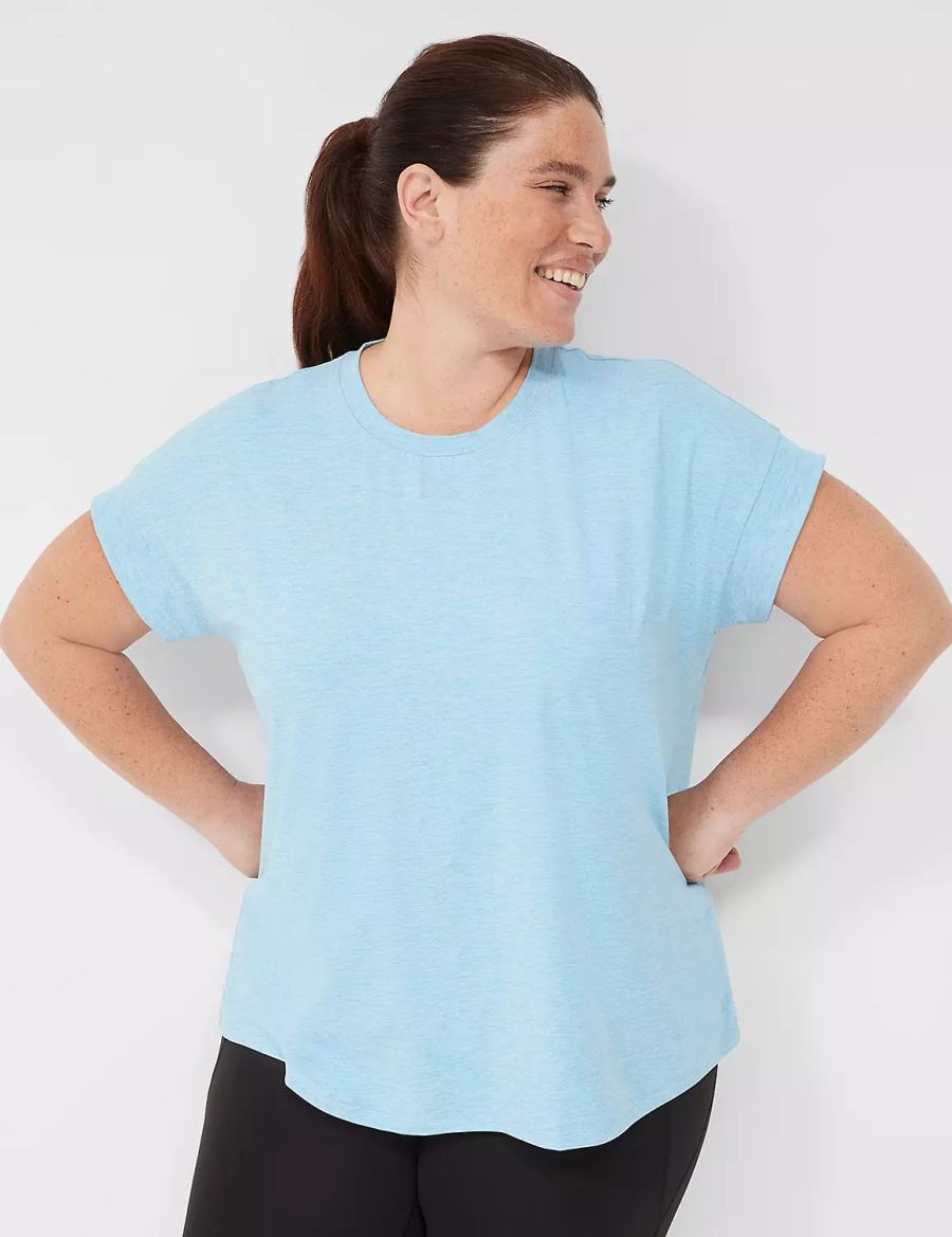 Lane Bryant LIVI Soft Crew-Neck Recycled Tee Women T Shirts Blue | ICZ562VK