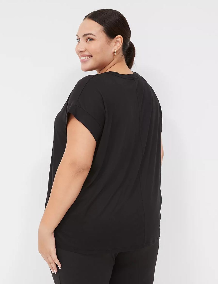 Lane Bryant LIVI Soft Crew-Neck Recycled Tee Women T Shirts Black | ZJQ8490CU