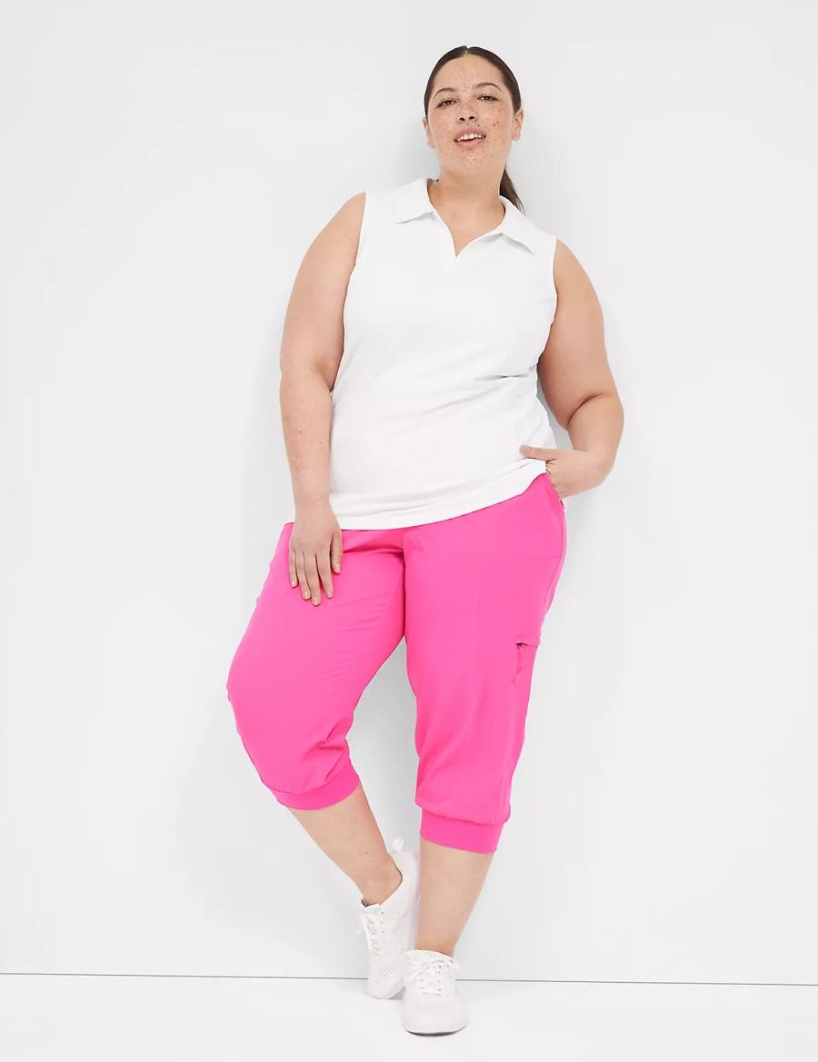 Lane Bryant LIVI Stretch Woven Capri Women Joggers Light Pink | WHL7040KA