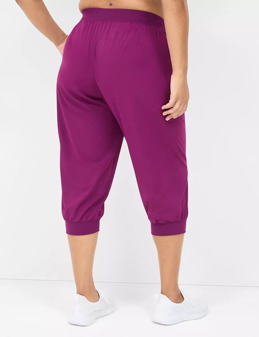 Lane Bryant LIVI Stretch Woven Capri Women Joggers Dark Purple | BNZ6443CY