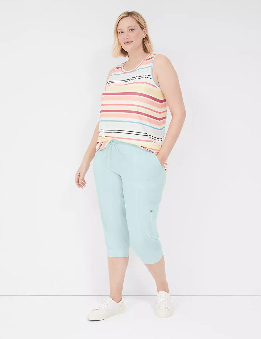 Lane Bryant LIVI Stretch Woven Capri Women Joggers Light Green | LVQ8934XX