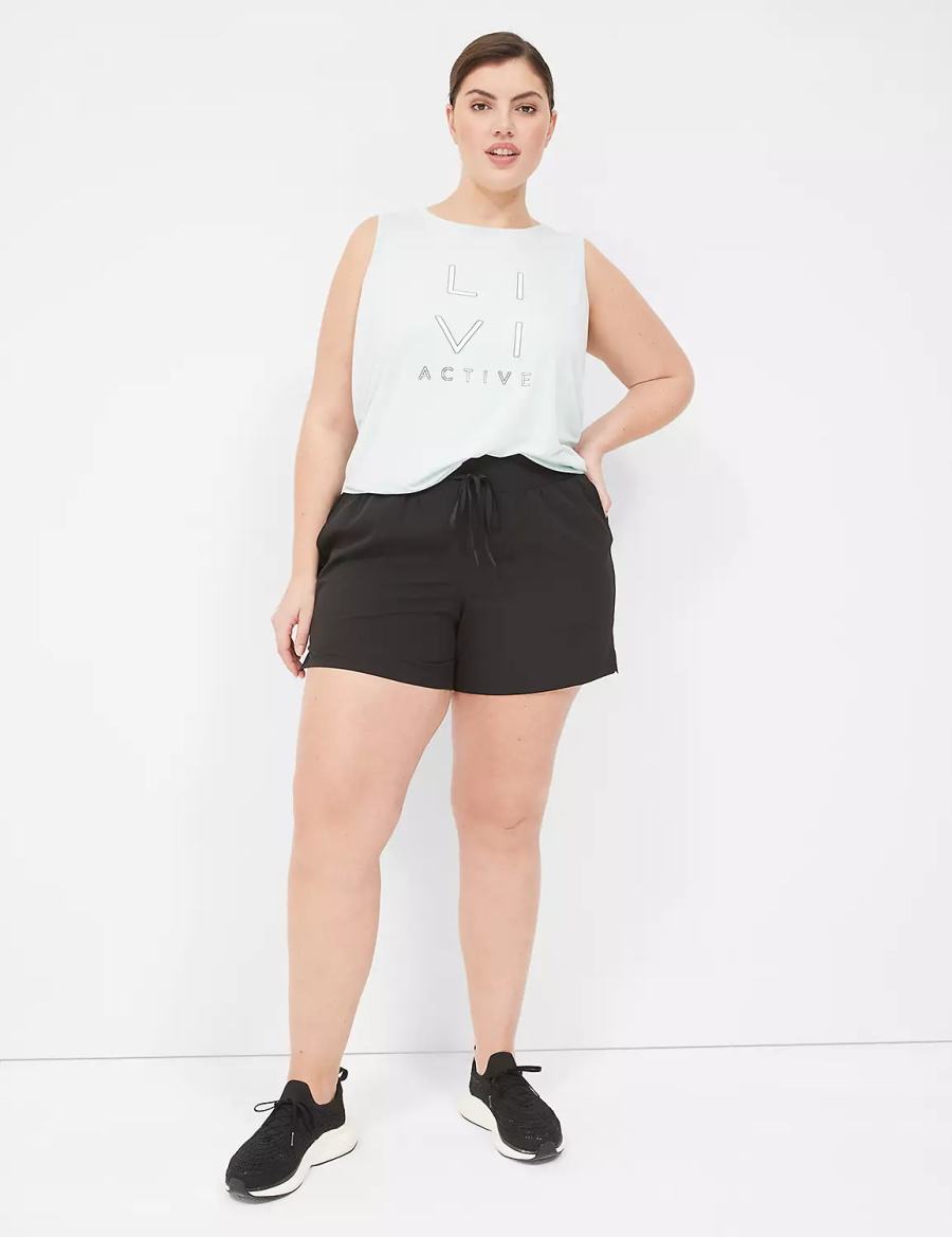 Lane Bryant LIVI Stretch Woven Women Shorts Black | TQY6939TT