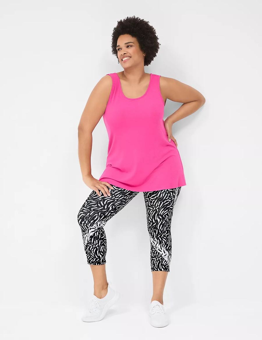 Lane Bryant LIVI Twist-Back Rib Women Tank Top Fuchsia Pink | WZA9725KB