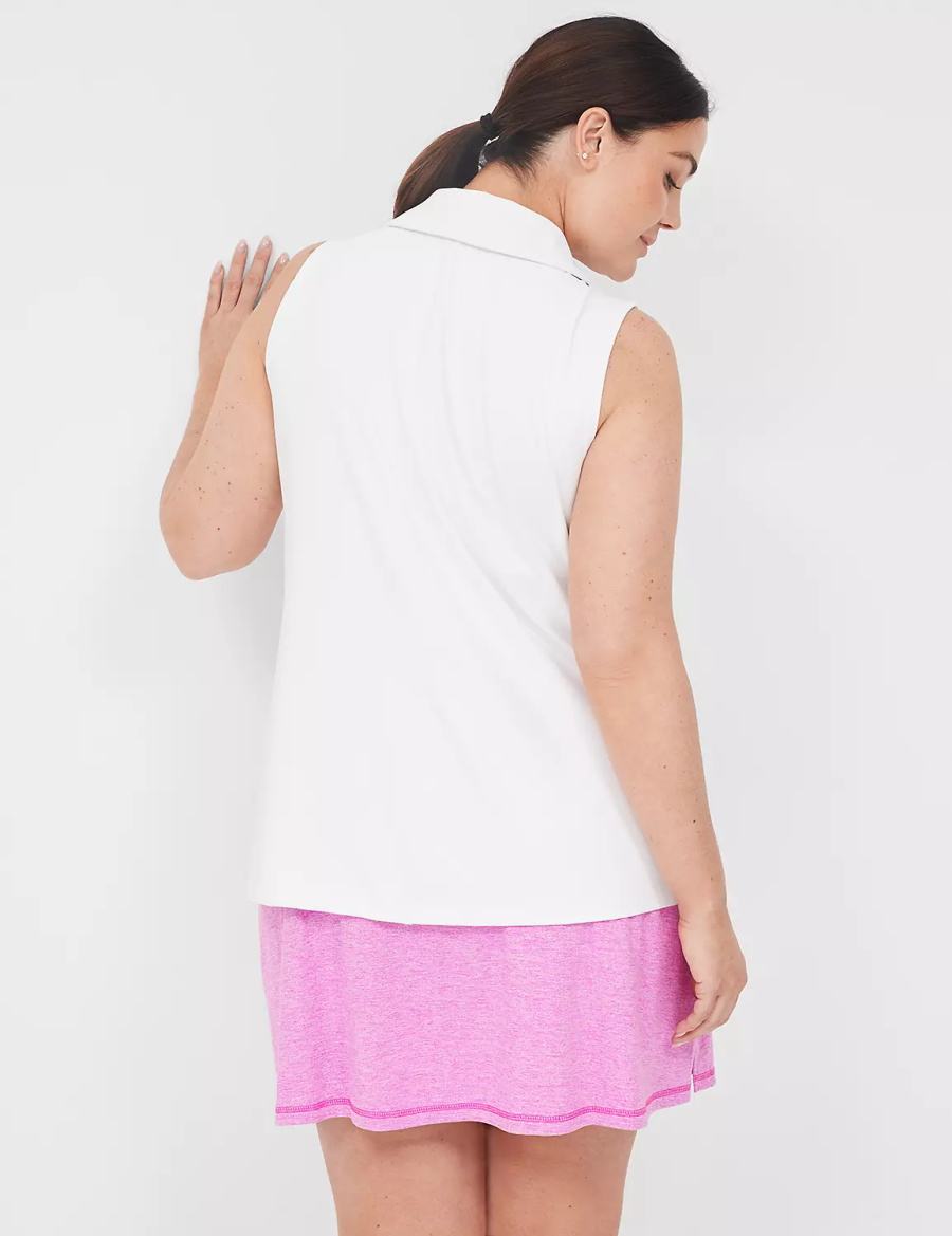 Lane Bryant LIVI V-Neck Recycled LIVI Soft Polo Women Tank Top White | AKQ4635KQ