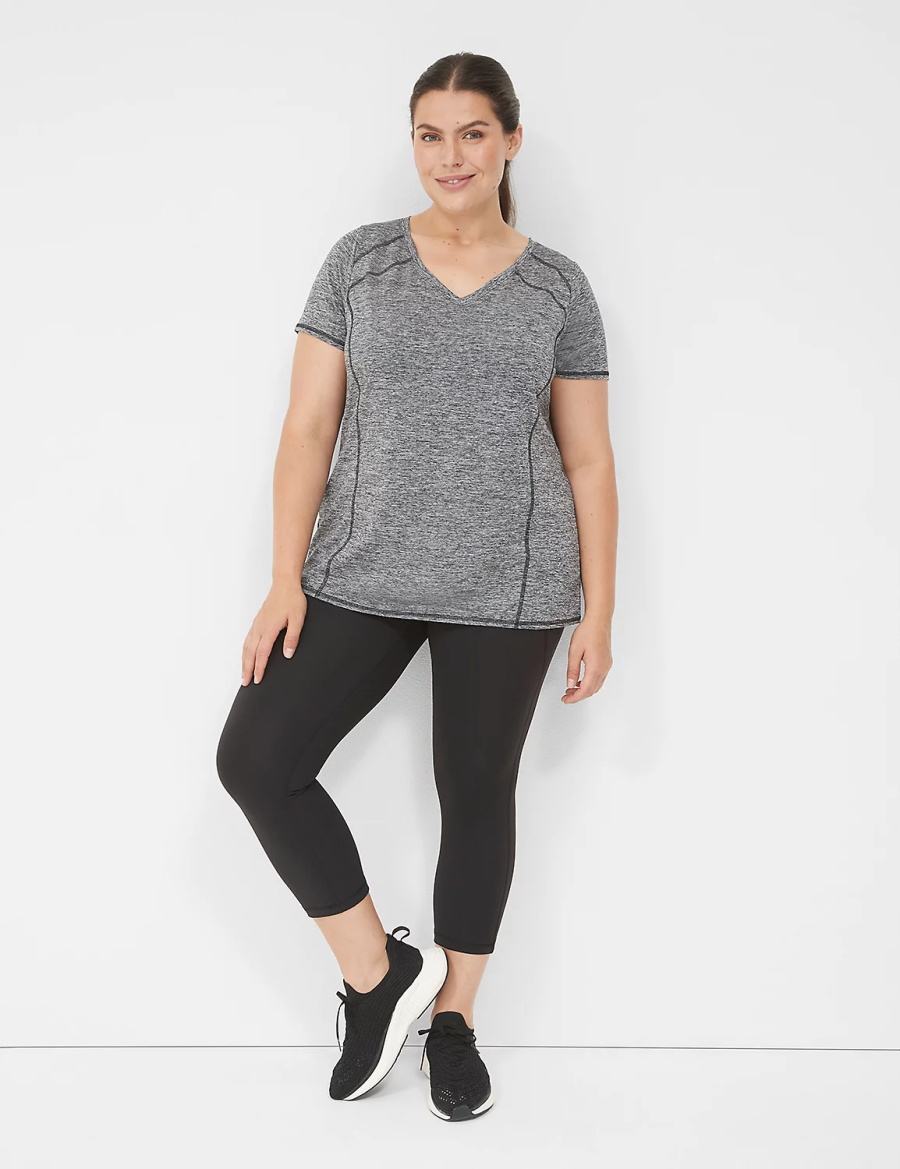 Lane Bryant LIVI Wicking Active Tee Women T Shirts Black | JEA356IJ