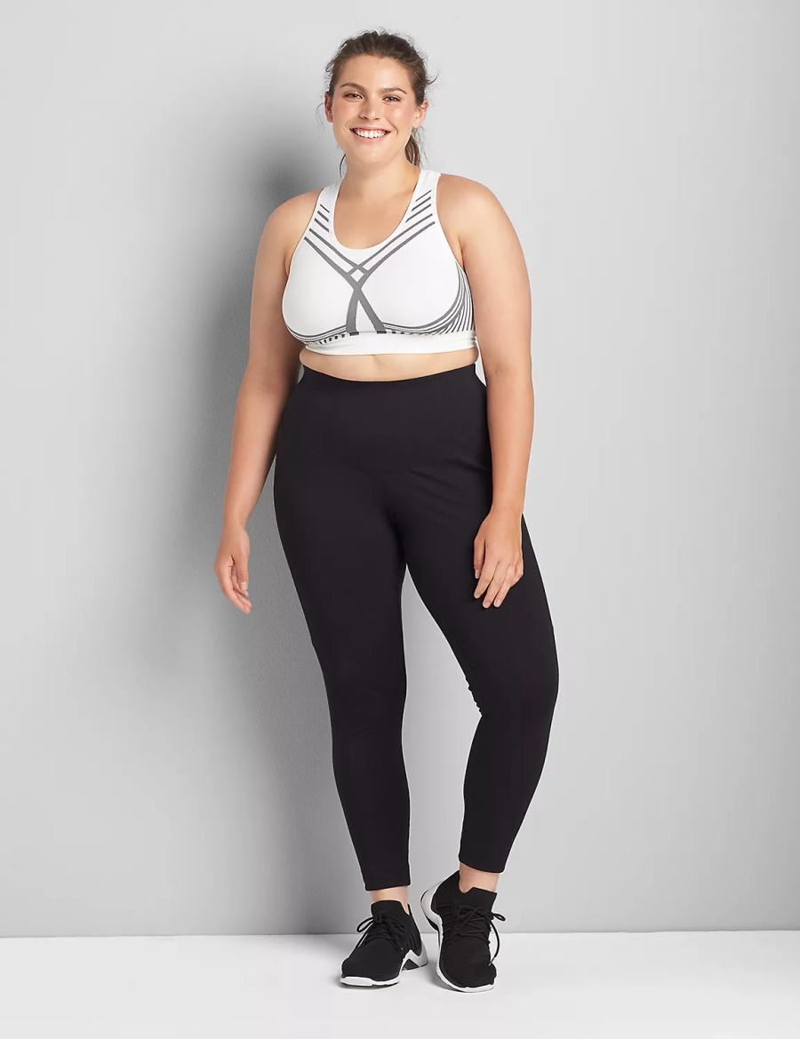 Lane Bryant LIVI Wireless Medium-Impact Seamless Women Sports Bra White | GUE173NN